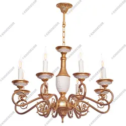 خرید لوستر برنجی سقفی نئو کلاسیک طلایی اس کبریتی 10 و 8 شاخه کد LO220 | کی ان دی-KND