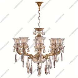 لوستر جواهر با زنبق و لاله ستاره و آویز بادامی 8 شاخه کد LO226