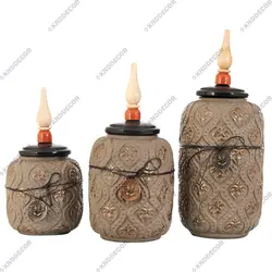دکوری کد CC140 بانکه اسلیمی بتن و نارنجی ۳ تیکه سایز بزرگ و کوچک و متوسط - کی ان دی-KND