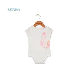 بادی نوزادی فرست ایمپرشن First impression طرح فلامینگو 3-0 ماه – رنگ سفید