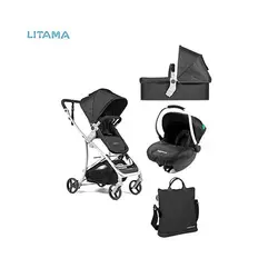 ست کالسکه نوزاد بیبی هوم BabyHome مدل ویدا پلاس رنگ مشکی نقره ای
