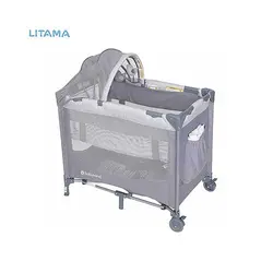 تخت و پارک نوزاد بی بی ترند Babytrend رنگ طوسی تیره