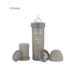 شیشه شیر آنتی کولیک تویست شیک طوسی پاستل ظرفیت 330 میلی لیتر