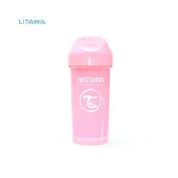 لیوان آبخوری ۳۶۰ میل +۱۲ ماه صورتی پاستل تویست شیک