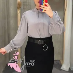 آستین پفی طوسی