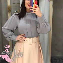 آستین پفی طوسی