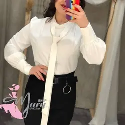 شومیز کروات پاپیون سفید