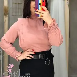 شومیز یقه کش صورتی