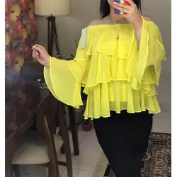 شومیز یقه قایقی زرد
