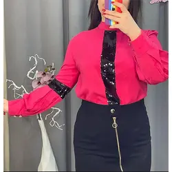 شومیز پولکی سرخابی