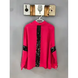 شومیز پولکی سرخابی