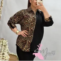 شومیز زیپ دار پلنگی کد 1039