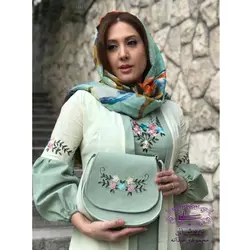 ست دو تیکه سارافون و مانتو نازمهر سبز لیمویی