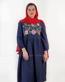 پیراهن مدل گلاره- رنگ سورمه‌ای