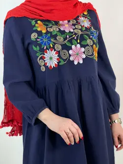 پیراهن مدل گلاره- رنگ سورمه‌ای