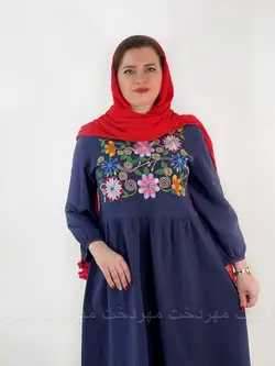 پیراهن مدل گلاره- رنگ سورمه‌ای