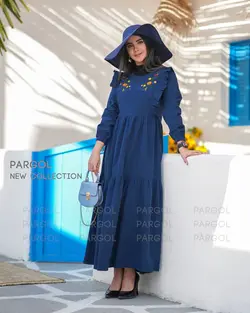 پیراهن مدل قاصدک- رنگ سورمه‌ای