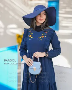 پیراهن مدل قاصدک- رنگ سورمه‌ای