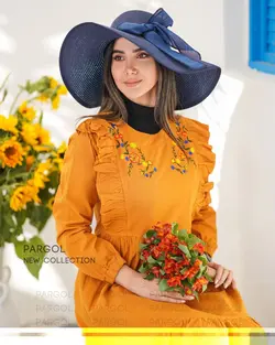 پیراهن مدل قاصدک- رنگ خردلی تیره