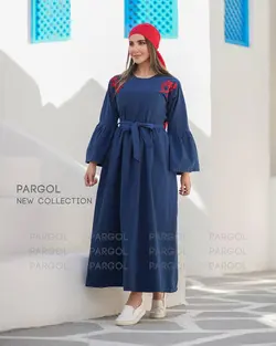 پیراهن مدل مهتاب- رنگ سورمه ای