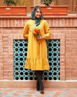 پیراهن مدل نازلی- رنگ خردلی