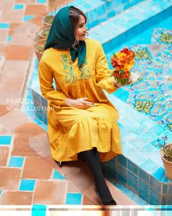 پیراهن مدل نازلی- رنگ خردلی