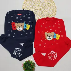 بلوز شلوار پسرانه طرح خرس گلدوزی baby کد 1663