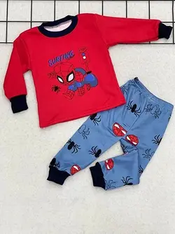 بلوز شلوار پسرانه مخمل طرح مرد عنکبوتی کد 1624