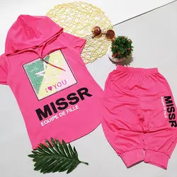 تيشرت شلوارک کلاهدار دخترانه خارجي طرح پولک برگردي ستاره کد 1393