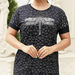 تیشرت زنانه ویسکوز نگینی طرح شاپرک کد 001856