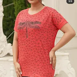 تیشرت زنانه ویسکوز نگینی طرح شاپرک کد 001856