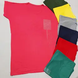 تیشرت زنانه ویسکوز نگینی مستطیلی کد 01855