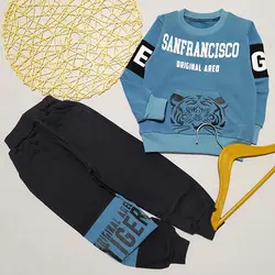 ست بلوز شلوار پسرانه مدل جیب کانگورویی طرح ببر کد 1972