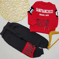 ست بلوز شلوار پسرانه مدل جیب کانگورویی طرح ببر کد 1972