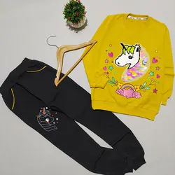 ست بلوز شلوار دخترانه تک شاخ پولک برگردی کد 1924