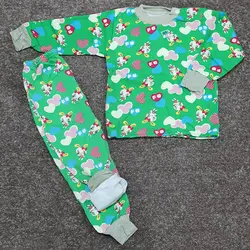 ست بلوز شلوار دخترانه مخمل سبز طرح خرگوش و قلب کد 1718