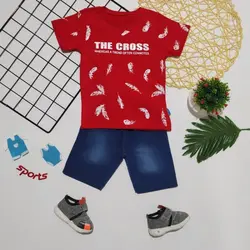 ست تيشرت و شلوارک پسرانه cross کد 1134