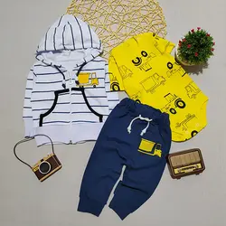 ست سه تیکه نوزادی پسرانه طرح سوییشرتی چاپ تراکتور کد 1806