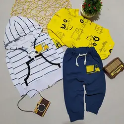 ست سه تیکه نوزادی پسرانه طرح سوییشرتی چاپ تراکتور کد 1806