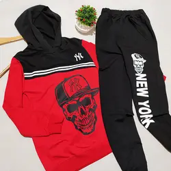 ست هودی شلوار پسرانه چاپ اسکلت NEWYORK کد 1951