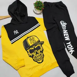 ست هودی شلوار پسرانه چاپ اسکلت NEWYORK کد 1951