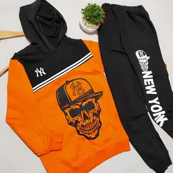 ست هودی شلوار پسرانه چاپ اسکلت NEWYORK کد 1951