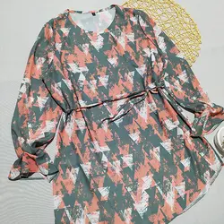 شوميز حرير زنانه آستين عروسکي طوسي گلبهي کد 1528