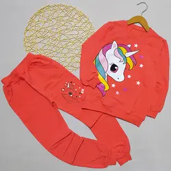 ست بلوز شلوار دخترانه طرح اسب تک شاخ و ستاره کد 1816