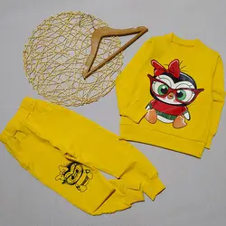 ست بلوز شلوار دخترانه طرح پنگوئن پاپیون دار کد 1879