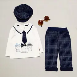 ست بلوز شلوار و کلاه پسرانه کراواتی طرح پنگوئن کد 1807