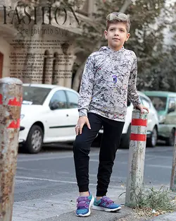 ست هودی شلوار پسرانه طرح آبرنگی  کد 1603