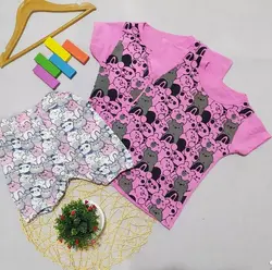 تیشرت شلوارک دخترانه تمام چاپ موشی کد 2007