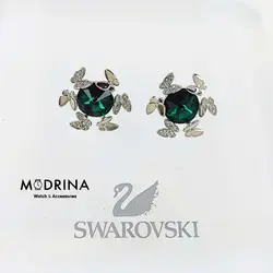 گوشواره کریستال سبز و پروانه سواروسکی Swarovski