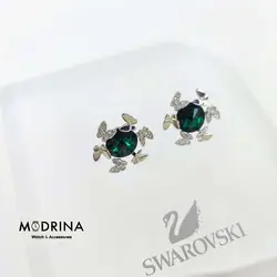 گوشواره کریستال سبز و پروانه سواروسکی Swarovski